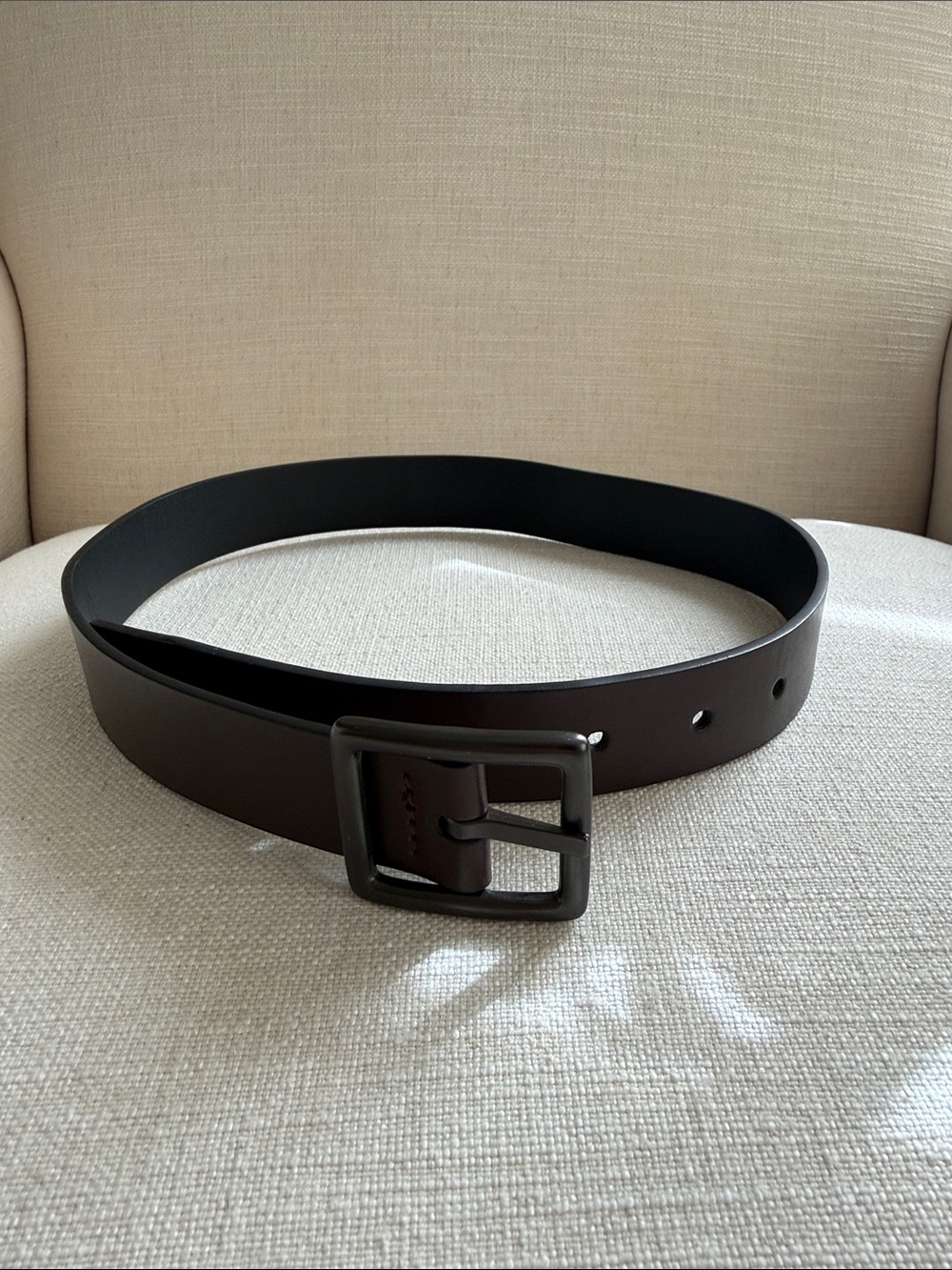 Women's Dark Brown Leather Belt with Matte Buckle